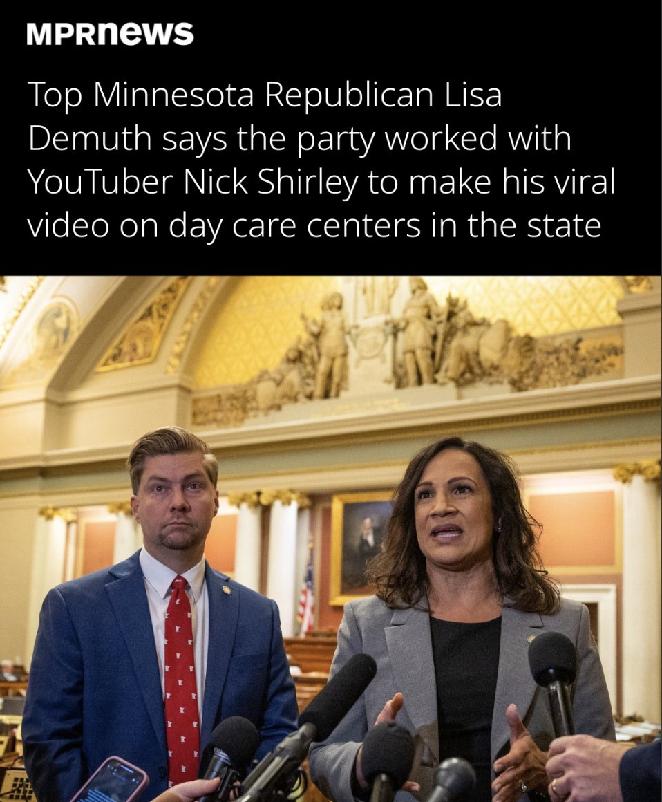 MinnesotaDFL's tweet image. Lisa Demuth, GOP candidate for MN Governor, bragged that she used her position as Speaker to collaborate with a YouTube conspiracy theorist and spread disinformation that would help her campaign.