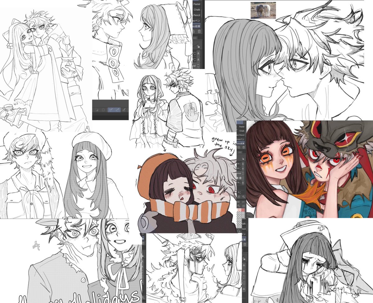 amouvve's tweet image. in 2026 i think i need to lock in and draw them more :/ (this is like 10% of what ive drawn lol)
