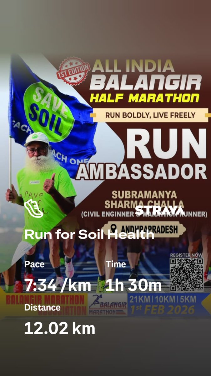 ishavizagsharma's tweet photo. My 12Kms of #SaveSoil running Campaign &amp; reaching 6818Kms
Being capable of dominating every creature on this Soil, we all can take charge of the Soil situation &amp; make it livable for everyone thereon. Its high time to raise our support &amp; make Soil policy implemented @PMOIndia https://t.co/E4Wz7TMH7H