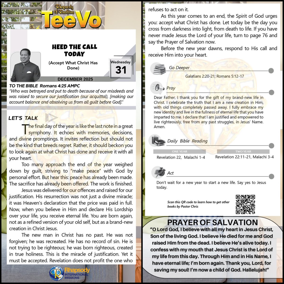 Rhapsody Of Realities 
 for TEENAGERS  
━━━━━━━━━━━━━━━━
Wednesday 31st December 2025
 
HEED THE CALL
(Accept What Christ Has Done)

#LetYourLightShine