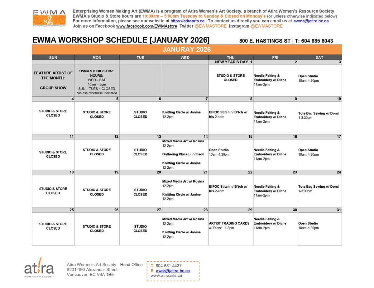 EWMA would like to thank you for being a part of our story &amp; contributing to our community. May your 2026 bring you beauty, creativity, &amp; inspiration. Happy New Year! #freeworkshop #womensupportingwomen #skillshare #communitybuilding