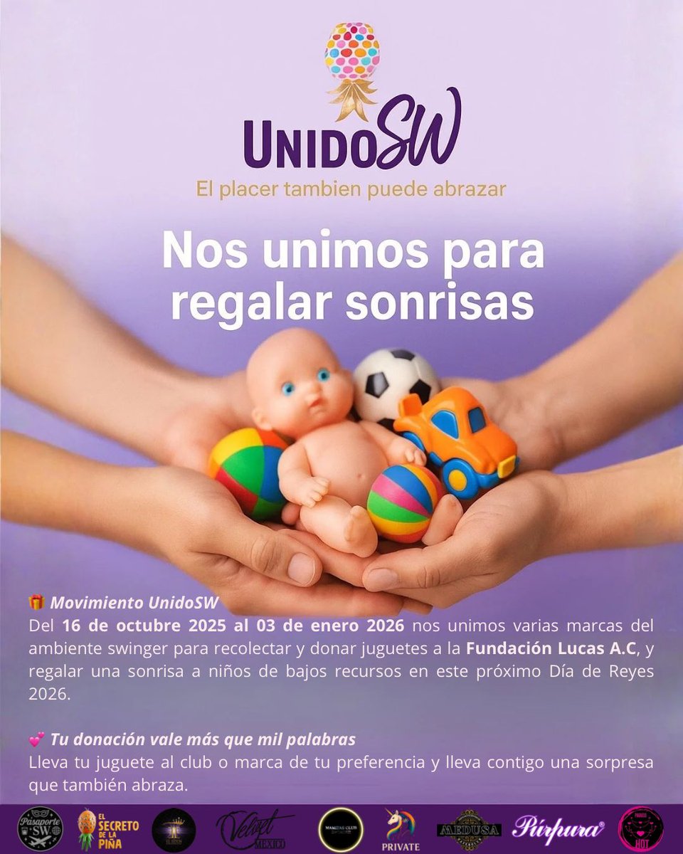 paraisohot3's tweet photo. ESTE 5 DE ENERO LOS NIÑOS DE LA #FUNDACION  #LUCKAS  
LES LLEVAREMOS UNA SONRISA GRACIAS X SER PARTE DE #UNIDOSW  
@VELVETCDMX  @ViajerosSW3277  @PasaporteSW  @JRBereSw  @clubcuernasw  x hacernos llegar sus juguetes y apoyarnos para la entrega https://t.co/Lcerao6s7j