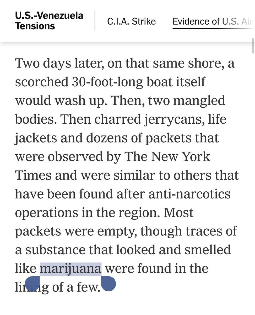 BenjaminNorton's tweet photo. After the US government bombed a boat in the Gulf of Venezuela and killed the people inside, the wreckage washed ashore in Colombia.

Journalists investigated the site. There was no fentanyl or cocaine. Instead, they found marijuana, which is legal in most US states.

Trump claims these people selling weed are “narco-terrorists” and have to be extrajudicially executed by a foreign military.

Obviously the US war on Venezuela actually has nothing to do with drugs. That's the cynical excuse to justify the Trump admin's colonial war of aggression, which seeks to overthrow Venezuela's independent, sovereign government, privatize the country's plentiful natural resources, and sell them off to US corporations.

Link: https://t.co/qKNgrrhh2B