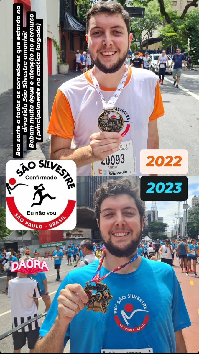 andrebaldinisep's tweet image. Quem for participar da prova da São Silvestre amanhã cedo, aproveite! 

Não é só uma corrida essa SS, é uma celebração do ano e da história de cada um. Desfrutem! 
#saosilvestre #corridaderua #sp