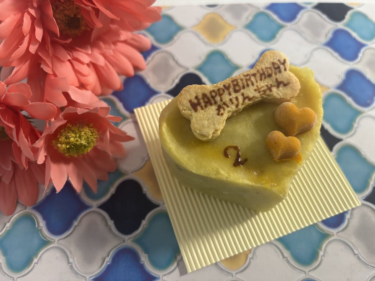 年末生まれのかわいい子達のケーキを作らせて頂きました❤️忙しい時期だからつい忘れられそうになっちゃうけど、ちゃんとお誕生日祝ってもらえるね😊スイートポテトケーキにチーズケーキ😀どちらもハート型です！
#チーズケーキ
#スイートポテト
#いぬのケーキ
#はらぺこ