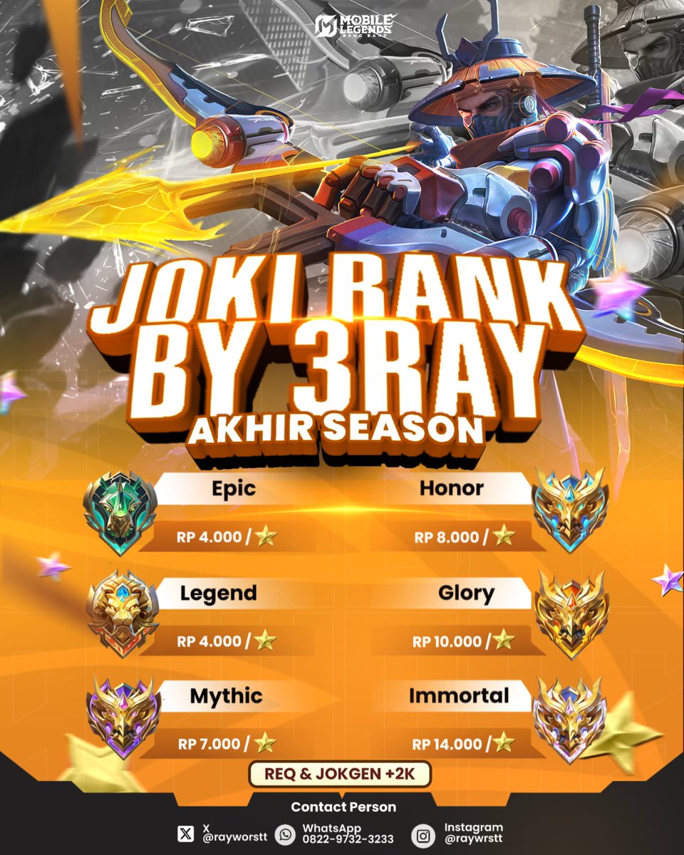 rayworstt's tweet image. Pricelist VIP, Mainin Akun, Joki &amp;amp; Jokgen🎣 

Kalo ada yang mau ditanyakan bisa langsung pc

Ada bonus/potongan di hari sabtu &amp;amp; minggu 

Contact
linktr.ee/rayworstt 
Thank you!❤️
#zonauang #zonajajan #zonaml #mlbb #jokiml #zonaBA #zonatest #zonajoki #zona