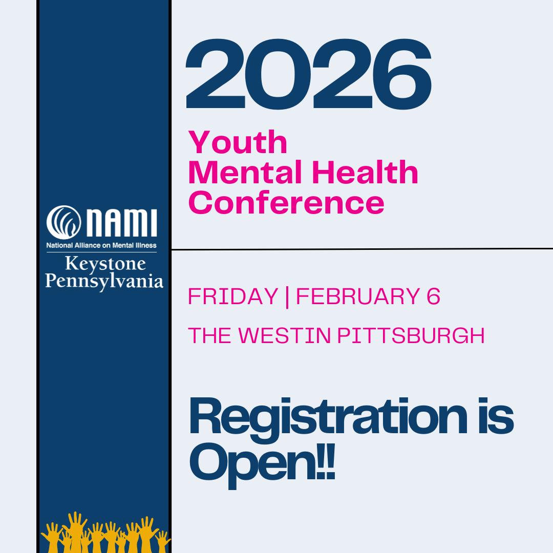 NAMIKeystonePA's tweet image. Registration is open for NAMI Keystone Pennsylvania's 2026 Youth Conference on Friday, Feb. 6, at the Westin Pittsburgh. Learn more and register now at tinyurl.com/NKPAYouthCon20… #NAMIKeystonePA #nkpa
