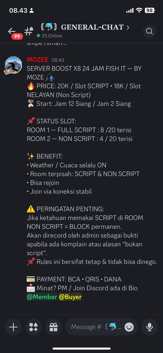 RainevVal's tweet image. WTS Slot Fish It x8 24 Jam Start Siang ini yang mau boleh gasin yaaaa PM / Join lgsg d discord : discord.gg/aQKvw2VrWY