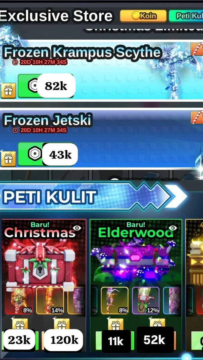 Guinness015's tweet image. open gig fast gift kakk

🏁 frozen krampus scythe 82k
🏁 frozen jetaki 43k
🏁 christmast create 23k/gacha
🏁 elderwood 11k/gacha

ready robux vilog dan gamepass fish it lainnya tapi tanya stock dulu yaa!🙌

📞 wa.me/6285739000180
📌 bit.ly/Guinness-Testi