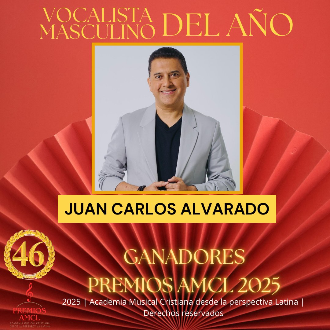 PremiosAMCL's tweet photo. #GanadoresPremiosAMCL2025
Vocalista Masculino del Año: Juan Carlos Alvarado (@JuanKAlvarado)

Mira la lista completa de ganadores en: https://t.co/hdOShz1JGZ https://t.co/aU5lJf4Q2L