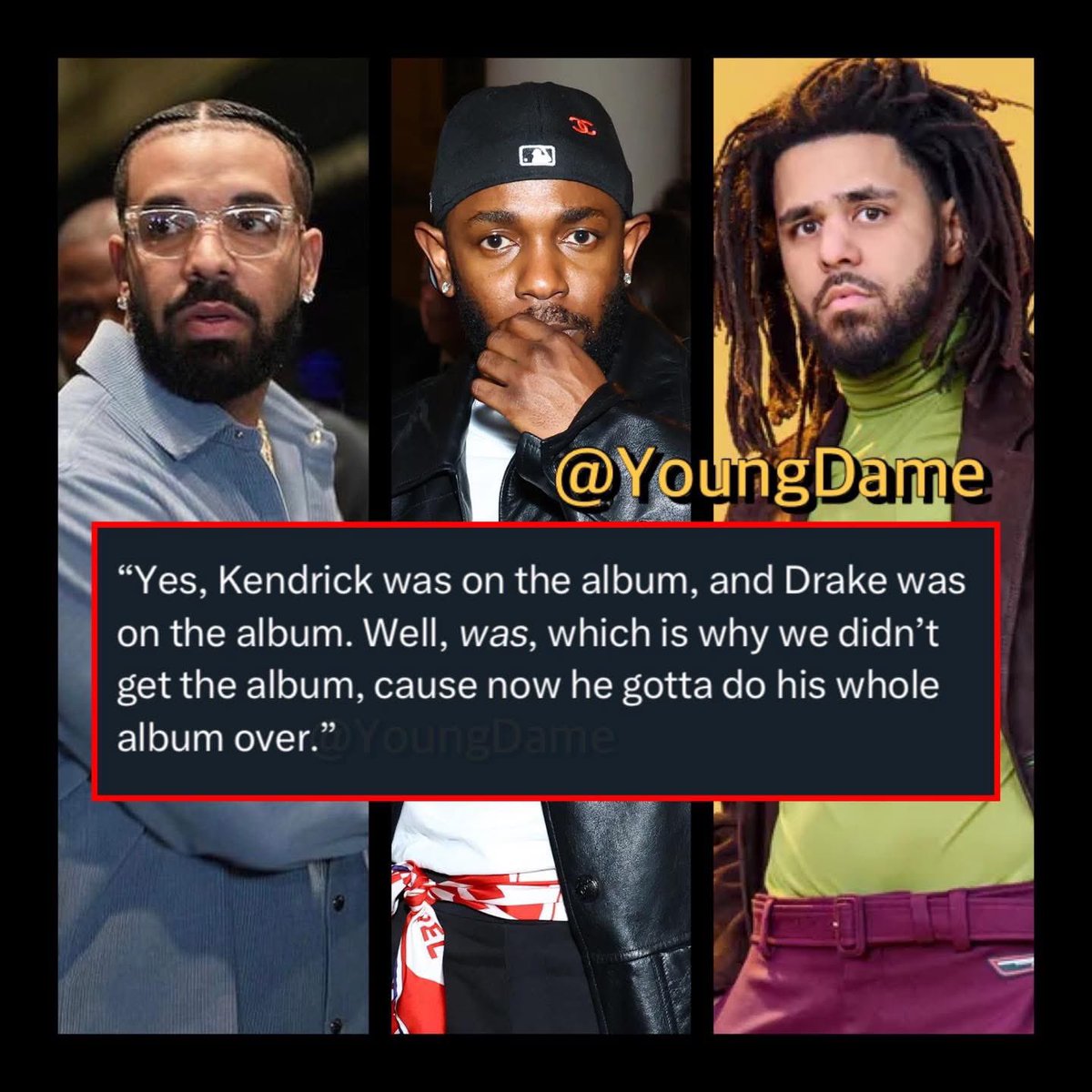 #Drake &amp; #KendrickLamar allegedly had two features each on #JCole 'The Fall Off' album‼️👀😳