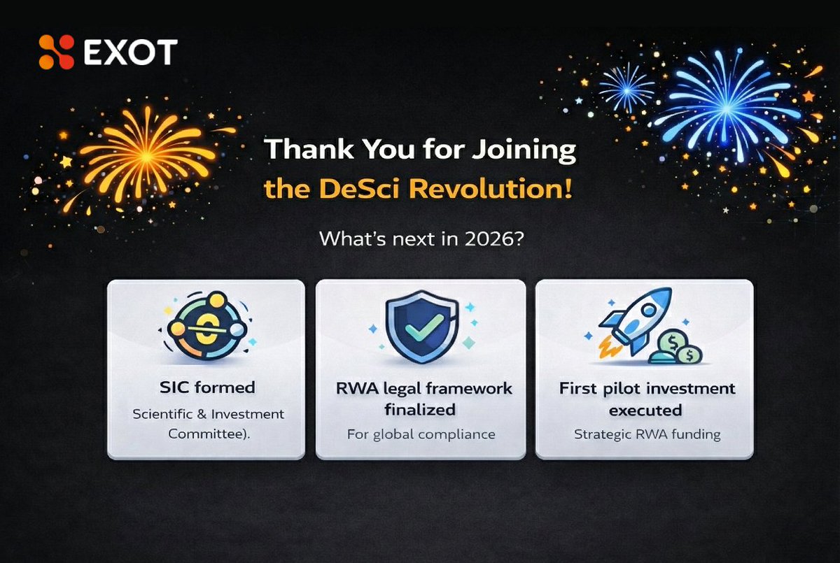 🥂 As 2025 comes to a close, we thank our community for joining the #DeSci revolution.

We aren't just ending a year; we are preparing for a massive 2026. From forming our expert SIC committee to executing our first pilot investment, the bedrock is being laid. 🧬🏗️

🗓 What’s