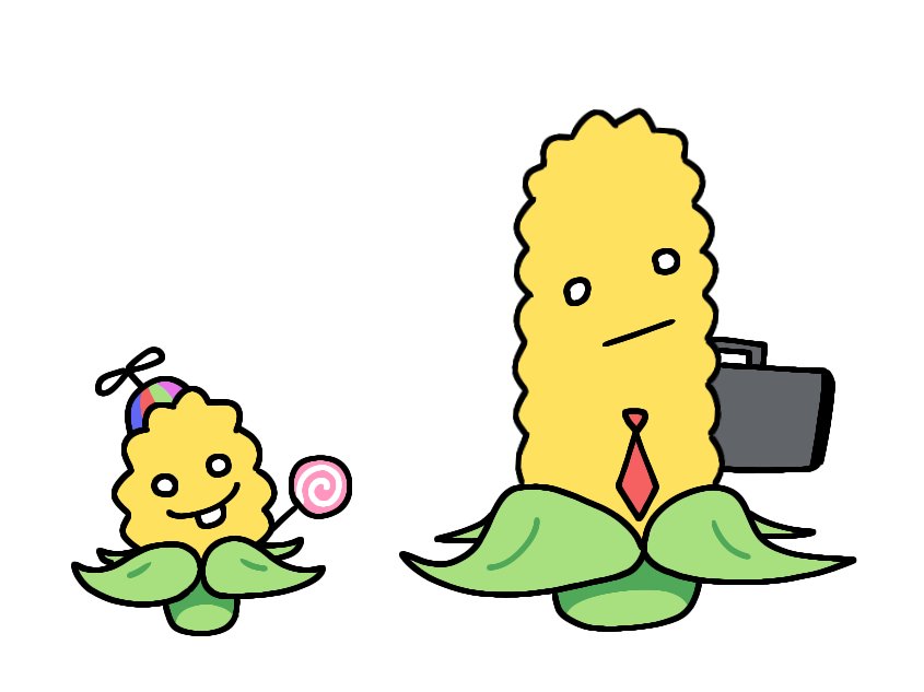 SlimerSlimy's tweet image. Child corn and Adult corn