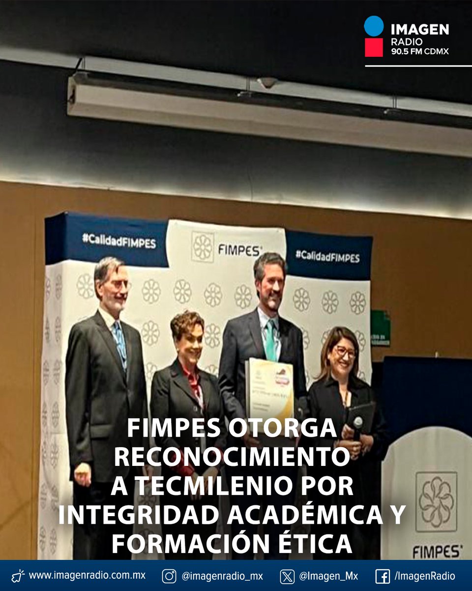 Imagen_Mx's tweet photo. Tecmilenio ha sido distinguido por la #FIMPES por su compromiso con la integridad académica. 🎓✨

#ImagenDigital | #ImagenRadio https://t.co/PH1ntEdBUM