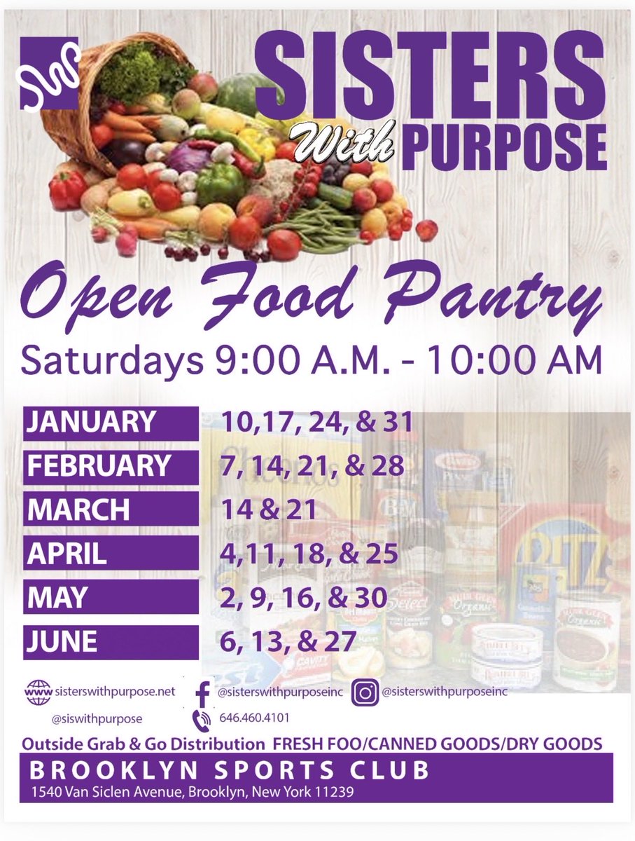 siswithpurpose's tweet photo. 📆 We are pleased to share updated pantry distribution dates as we continue offering nutritious food resources throughout New York City neighborhoods.

Please mark your calendar with the new dates. We look forward to serving you 🫶🏾
#foodpantry #communityfirst #resources https://t.co/A4WFztR40N