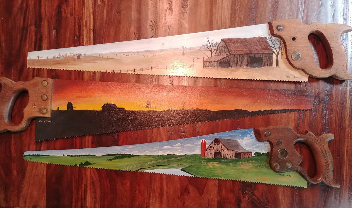 MattStarrFineA1's tweet image. Here are some hand saws that I have painted.  I appreciate your feedback and sharing my art with others.  

#mattstarrfineart #saw #saws #handsaw #handsaws #art #paintings #tshirts #artist #artistic #artwork #artlovers #ArtoftheDay #BuyArtOnline #ArtforSale #artlovers