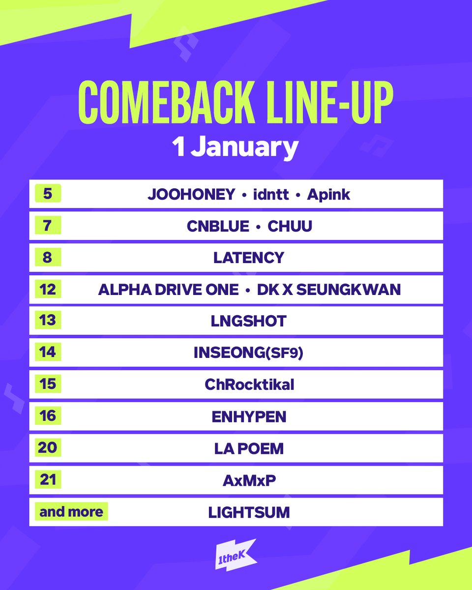 💜1월 컴백 라인업💜
COMEBACK LINE-UP IN January❄️
Which team do you most look forward to?🫢