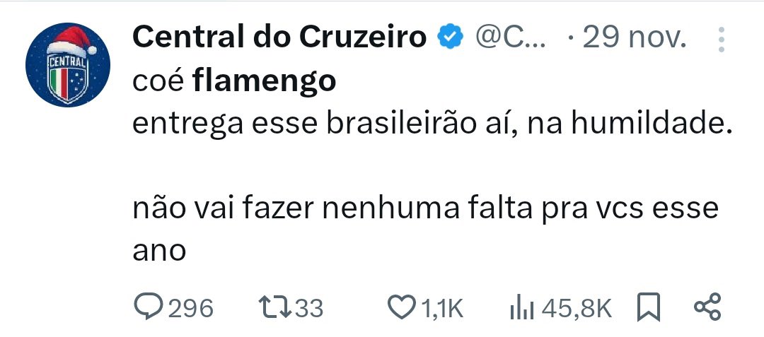 fla_infos's tweet image. Nos últimos anos, o Flamengo deu mais alegria a vocês do que o Cruzeiro.

Se coloquem no seu lugar, por favor.