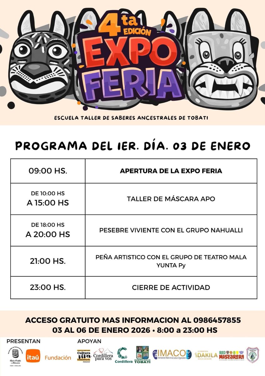 angymolas's tweet photo. Les invito a que se vayan a conocer Tobati y a la feria artesanal de saberes ancestrales en la compañía de Rosado de la misma localidad. 
Es una experiencia inolvidable para pasar en familia el 3,4,5 y 6 de enero https://t.co/7T7uXUcDj4