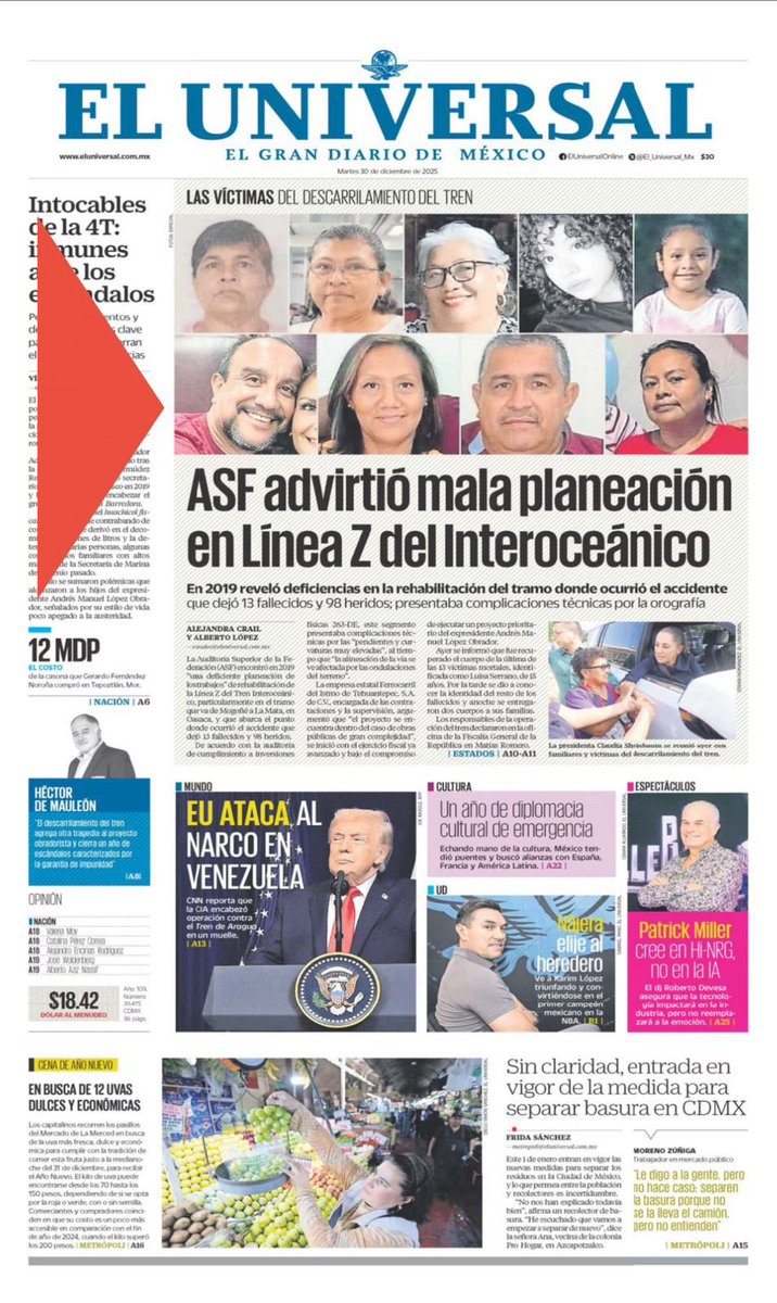 FCN_mx's tweet image. Sheinbaum tan preocupada por su “popularidad” y tan atenta en proteger a @lopezobrador_ y a sus hijos, se ofendió porque @El_Universal_Mx visibilizó los rostros de las 13 víctimas por el descarrilamiento criminal del Tren Inter Oceánico. 

Sin importarle el dolor de 13 familias,…