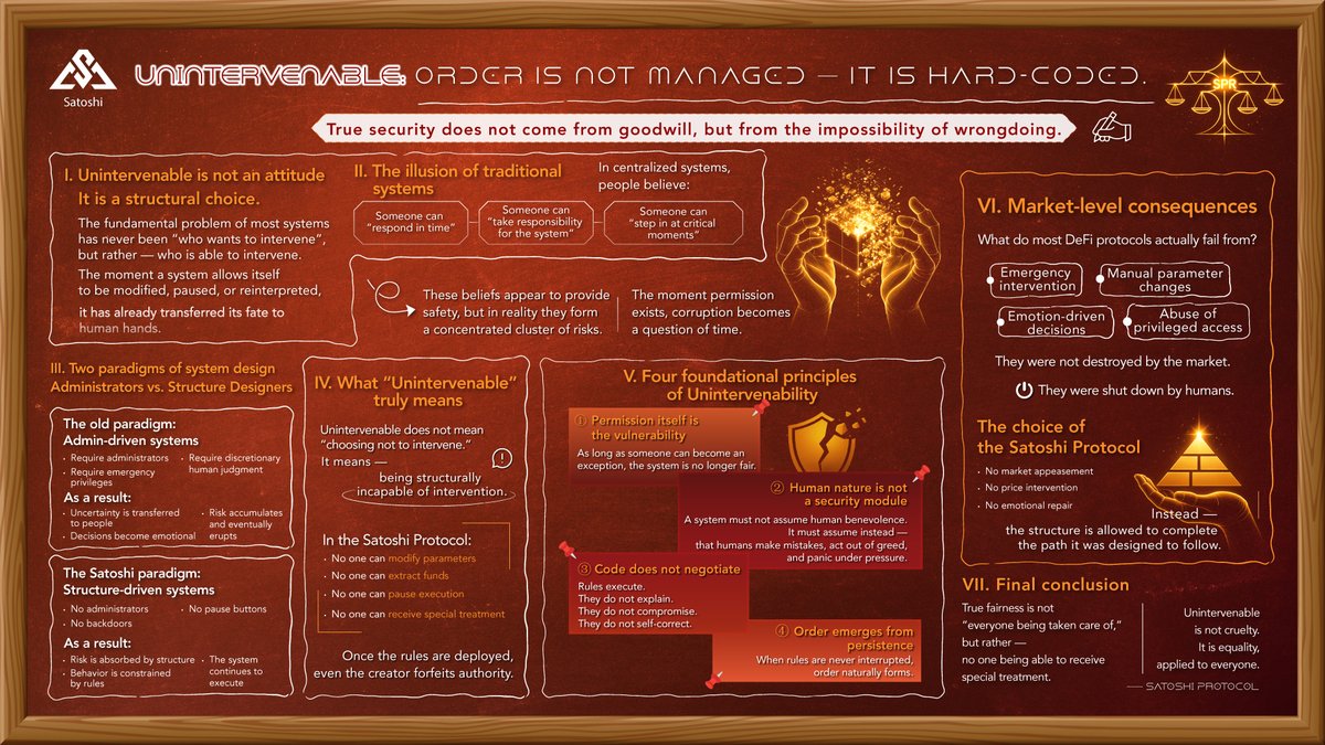 SPRDEFI's tweet image. Order that is not upheld by people
is the only order worth trusting long term 💡

Rules do not explain.
Code does not yield.

When a system no longer needs to be rescued,
humans are truly removed from power ⚡️

#NonInterference #StructureShapesDestiny #CodeIsLaw #SatoshiProtocol