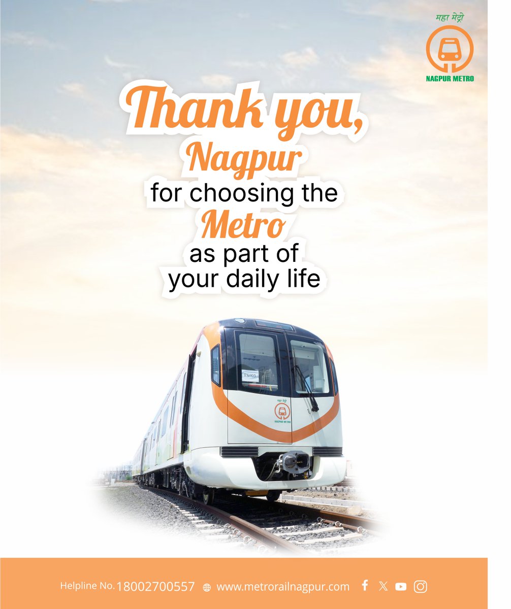 MetroRailNagpur's tweet photo. This year, an extraordinary number of commuters travelled with #NagpurMetro, along with a significant rise in #MahaCard users and Maha Card sales...reflecting your trust and support.

Thank you for being an integral part of our journey and helping us move #Nagpur forward. 🚇

#goodbye2025 #Welcome2026 #NewYear #HappyNewYear #Celebration #NagpurMetro #Journey