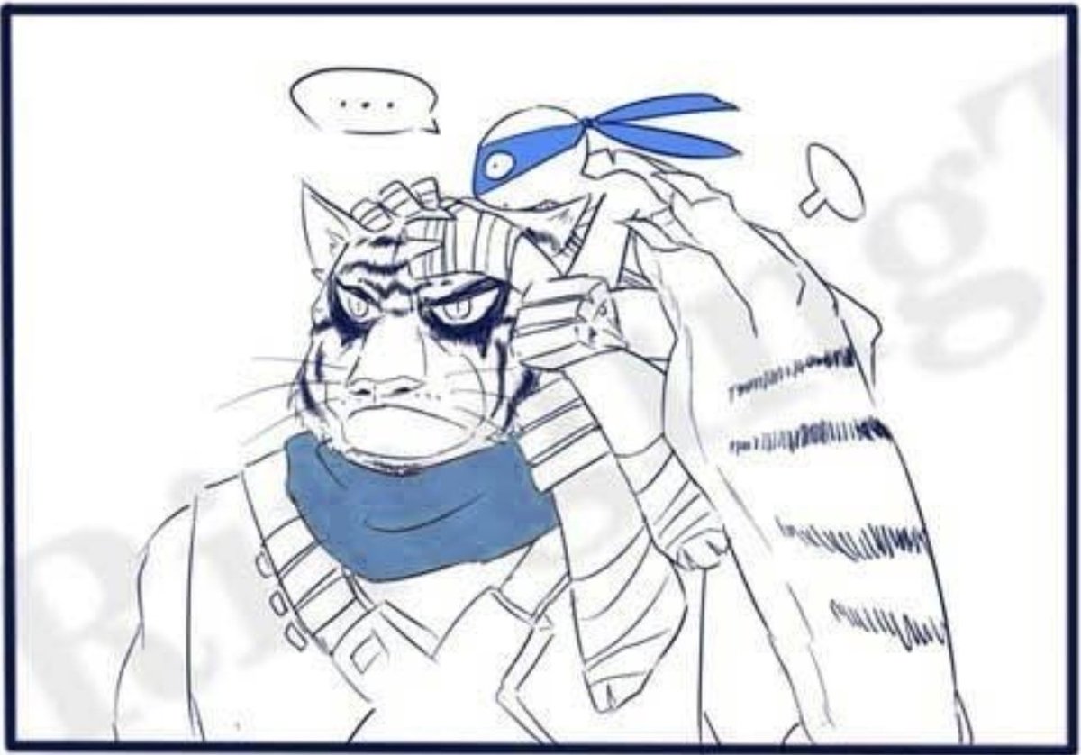 Evie_swee's tweet photo. (credits to og artist!) im searching up "tigerclaw x leo" in pinterest and found this. THEYRE SO ADORABLE!!
#tmnt12 #tigerclawxleo #tcest (perchance?) https://t.co/2V4pE0uFly