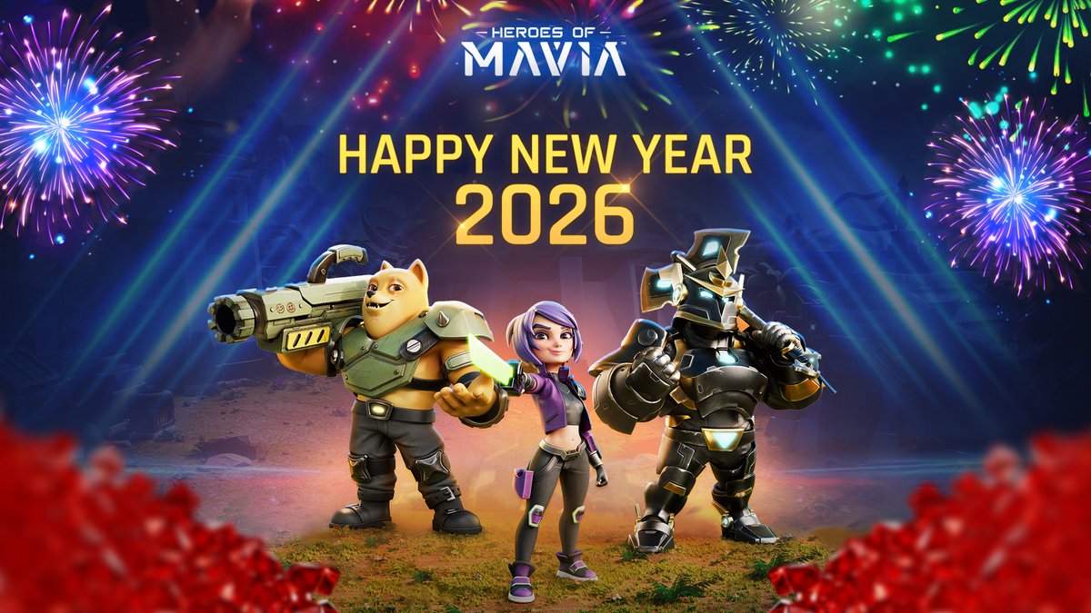 MaviaGame's tweet image. Happy New Year! 🎆

💙 Grateful for every Mavian who helped us build throughout the past year. The mission is evolving and the stakes are higher than ever.

🔥 2026 is loading: outplay rivals, claim victory, and earn bigger rewards. 💎

See you on the battlefield. ⚔️