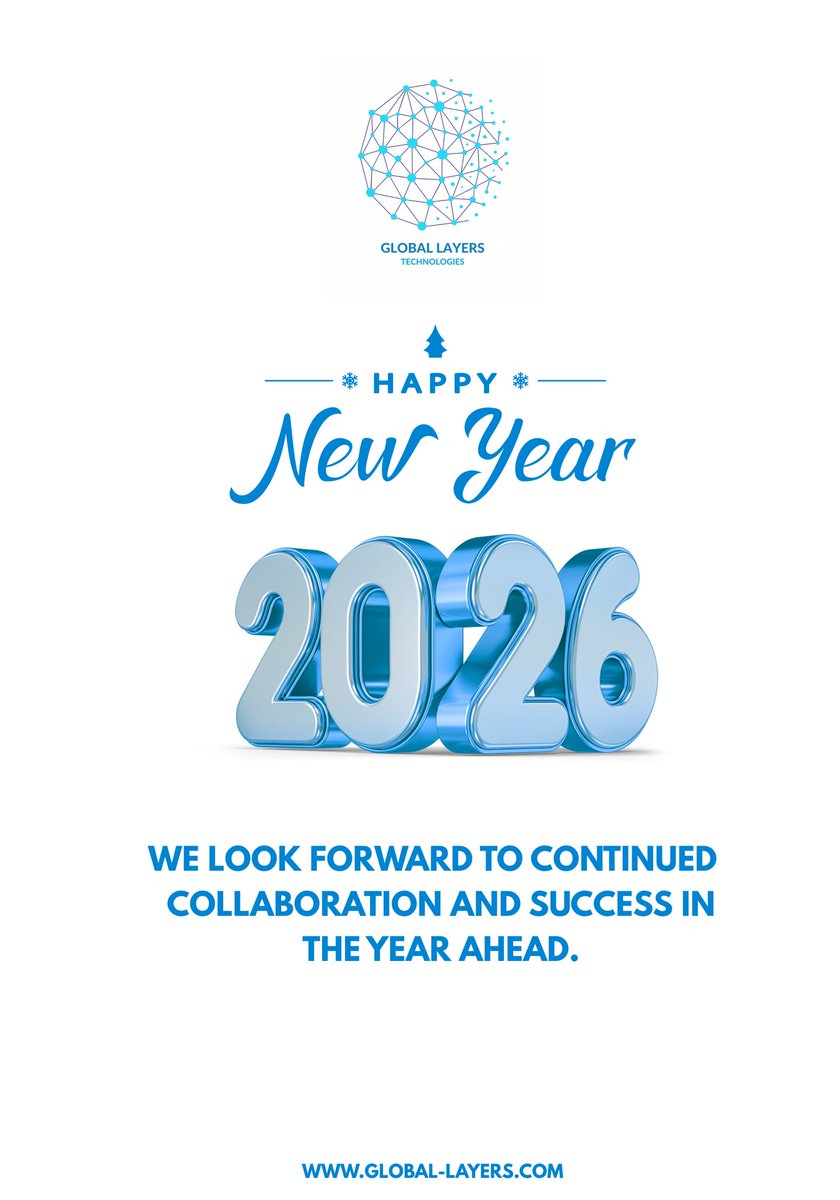 global_layer's tweet image. As we welcome the New Year 2026, Global Layers Technologies extends its sincere thanks to our valued clients and partners for your continued trust and collaboration. The past year has been a journey of growth, innovation, and shared succes. 

#HappyNewYear2026