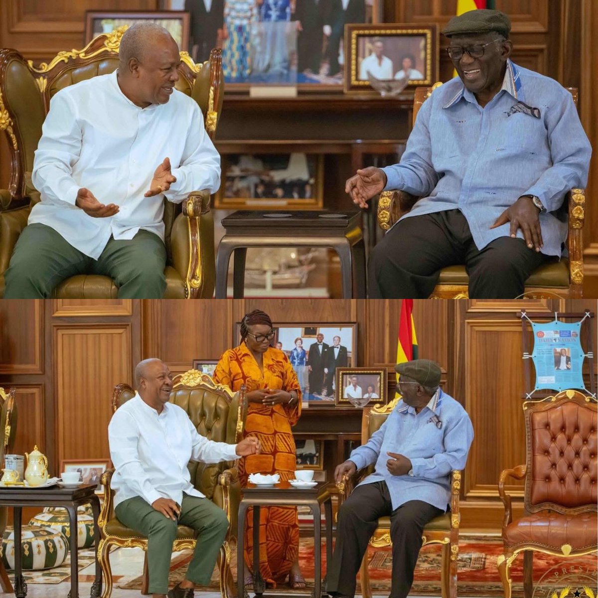 TheIsraelLaryea's tweet photo. This is really nice to see. 

President John Mahama visiting former President Kufuor to wish him and his family the best of the season. 

#ThingsWeLikeToSee 🇬🇭 https://t.co/mGSoav10qt