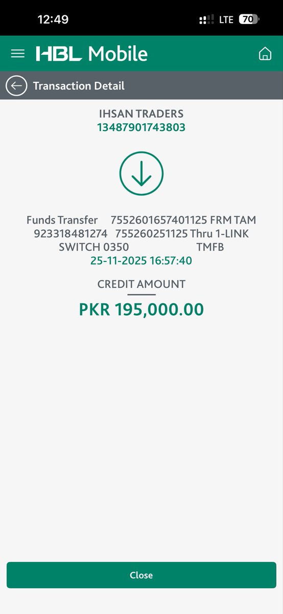 ihsanalshani's tweet photo. @HBLCare This is disputed transaction details which i had recieved https://t.co/Qu3zm5bGsG