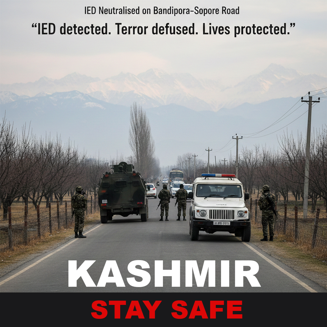Safiyam49937636's tweet photo. IED detected and neutralised on the Bandipora–Sopore road. Swift action by security forces prevented a major tragedy and saved innocent lives. Vigilance protects Kashmir. 🇮🇳#IEDNeutralised #Bandipora #Sopore #KashmirStaySafe #SecurityForces #TerrorFoiled #PublicSafety https://t.co/s7xe0XAewL