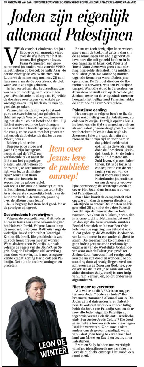 Leve de publieke omroep, Jezus was een Palestijn!

Fraai stuk van Leon de Winter :-)