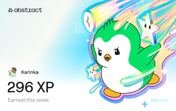 I just earned 296 XP on <a href="/AbstractChain/">Abstract</a>! 🎉