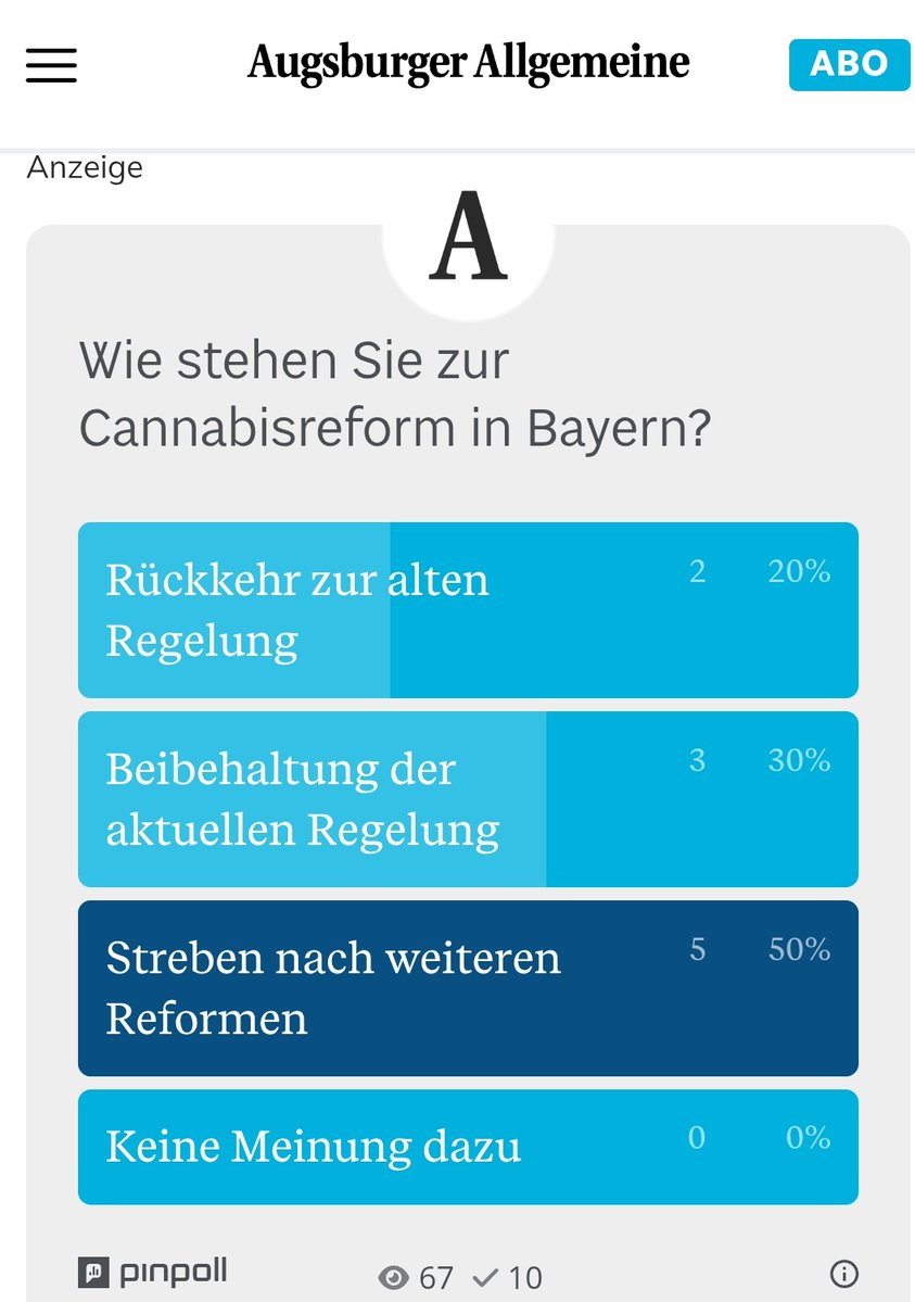 Eine neue Umfrage, lieber #Weedmob.

Der Anlass ist leider etwas unschön. 
Schade, dass man in Bayern dort Probleme sieht, wo keine sind, aber die großen Baustellen im Gesundheitswesen ignoriert.