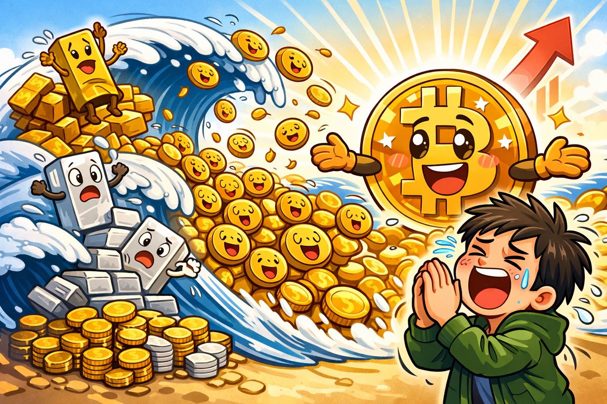 全仮想通貨民を代表してひとこと： 「2026年は貴金属に向かってたお金、全部ビットコインに流れてきてくれぇ！！！たのむ！！！」