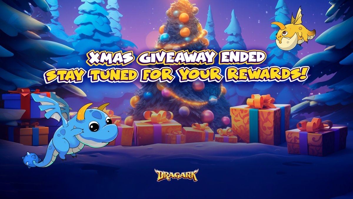 playDRAGARK's tweet photo. The Xmas Event has officially ended. 🎄

This festive season has been truly joyful with all of you by our side. Thank you for the amazing journey! 🎉

Stay tuned for your rewards &amp; get ready for a special event coming soon! 🎁✨

#DragarkMainnet #Starknet #onchaingames #FOCG https://t.co/IfJHdNodko