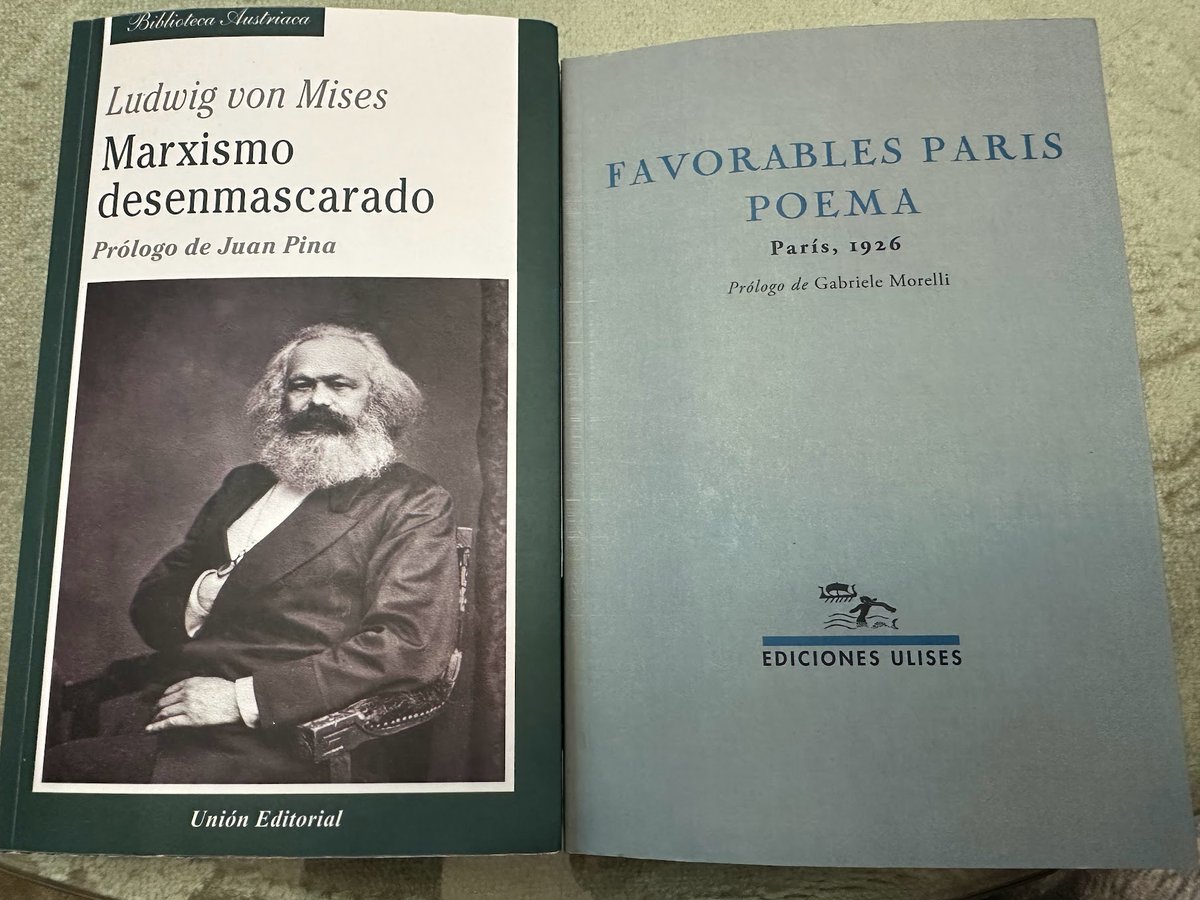 Mojarromero's tweet image. Últimas lecturas del año, un 2025 en el que he leído muchísimo menos de lo que hubiera querido: las conferencias de #Mises (@UnionEditorial) y la edición facsímil de la revista de vanguardia que fundaron Larrea y Vallejo en París (@RENACIMIENTOED)