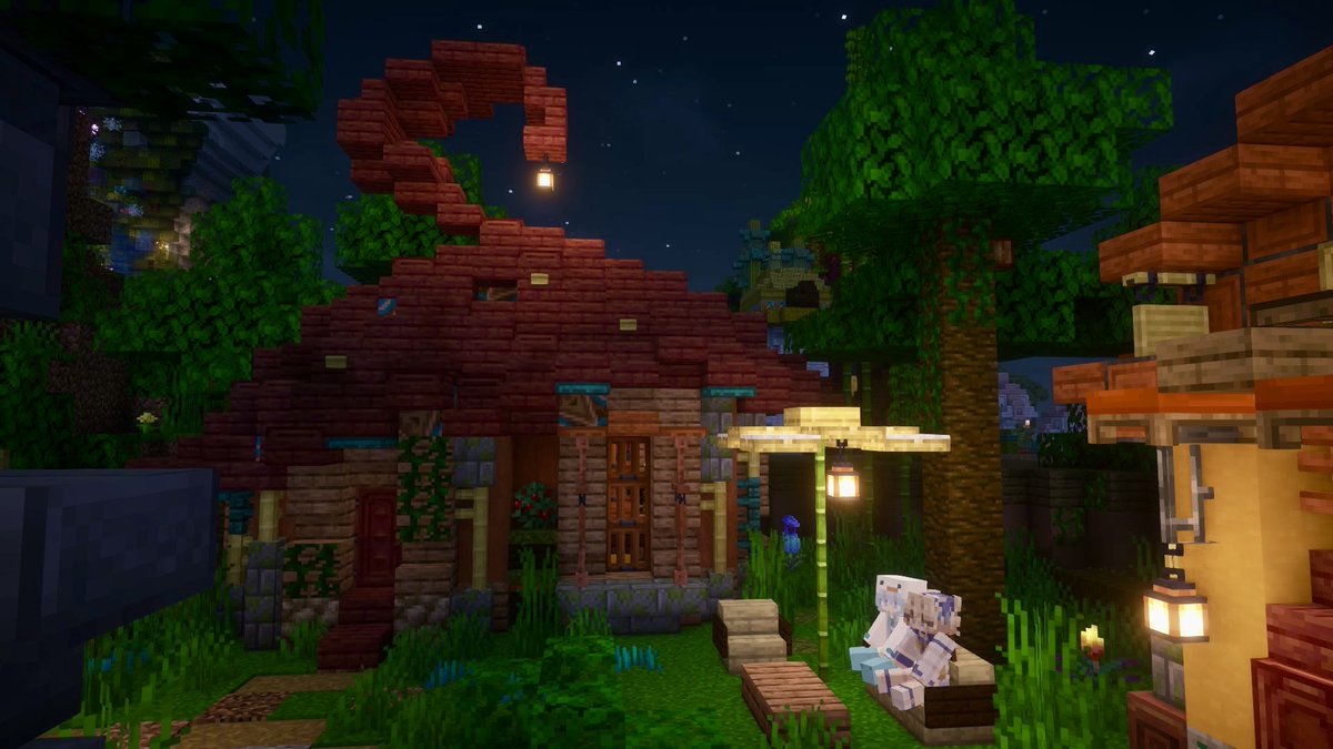 Ra__lv's tweet photo. #2025年自分が選ぶ今年下半期の4枚 
#Minecraft 
①こぐま組植木鉢の世界 ジャングル建築
②さばちゃんぽん オアシスの民家
③夜空の冬 煌めくお城
④もっ鯖Re クリスマスツリー合作 

上半期にモデクラで観光鯖初参加して
下半期はいろんな鯖で建築しました⛏️ https://t.co/wjebs88vfr
