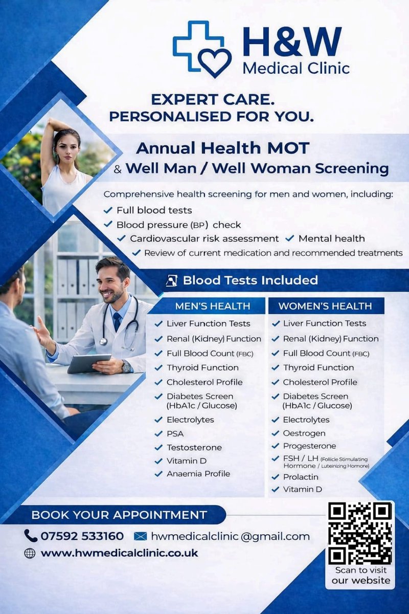 hwmedicalclinic's tweet photo. Book in for your annual health screening. Full range of blood tests available. #annualhealthscreening #HealthyLiving #HealthyLiving #NewYear2026 #privatehealthcare #yorkshire #harrogate #knaresborough #leeds #bradford #healthcheck https://t.co/TNVbk9ZuCp