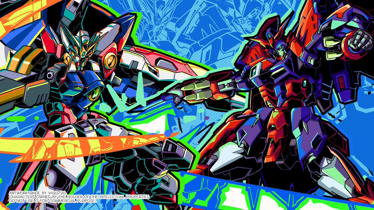 Wing Zero Gundam x Epyon Gundam.
Early happy new year everyone~