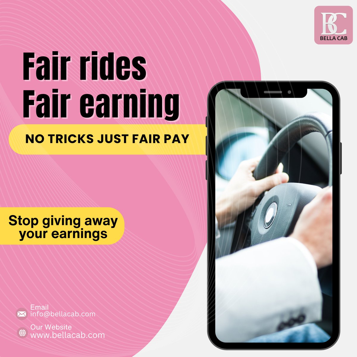 bellacabnl's tweet image. Fair rides, fair earnings—no tricks, just honest pay. Stop giving away your hard-earned income. Drive smarter with BellaCab. Visit bellacab.com or email info@bellacab.com.
#FairRides #FairPay #DriverFirst #RideSmart