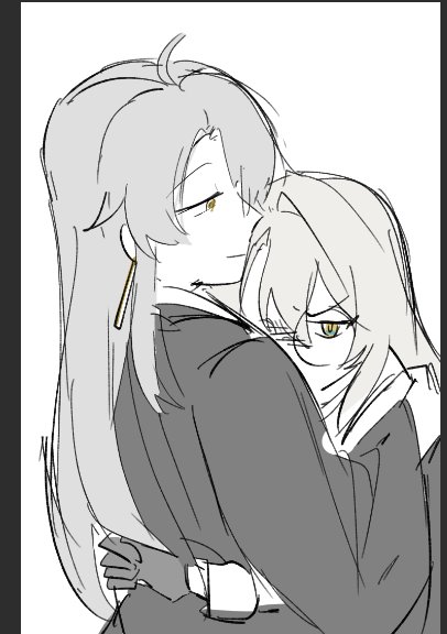 Sudah ketempelan. Bahkan Tsubaki selaku pelukis harus buru-buru menggoreskan pena. Tidak tahu apakah takut kalau saja posenya berubah atau digigit oleh yang berkacamata.