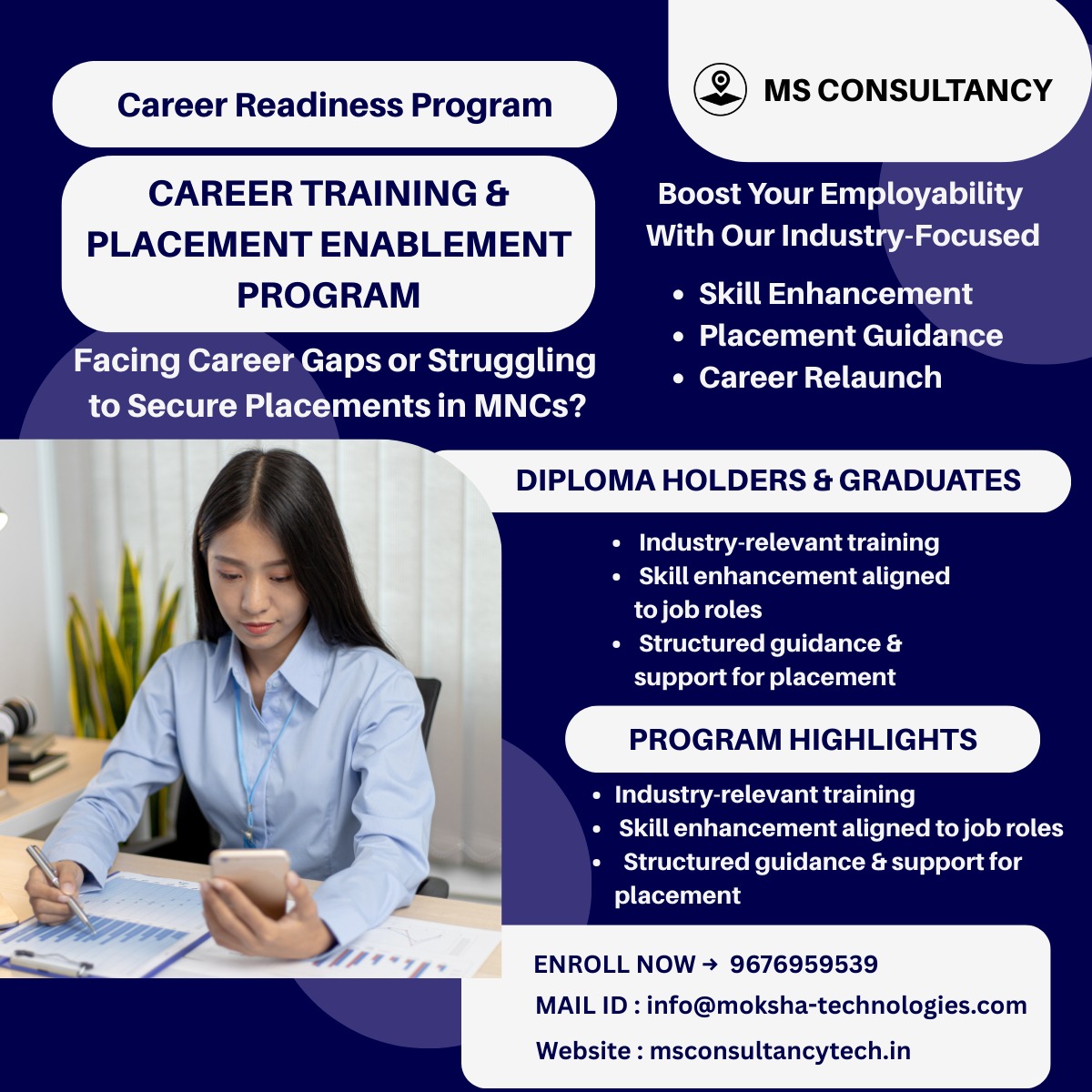 AjayGaddem's tweet photo. Boost your employability with industry-focused training, skill enhancement &amp; placement guidance. Enroll now!
#CareerTraining #PlacementSupport #CareerRelaunch #SkillDevelopment #Employability #JobReady #FreshersJobs #GraduateCareers #MNCJobs #Upskilling #Reskilling #JobSearch https://t.co/ADMkGQ0uM0