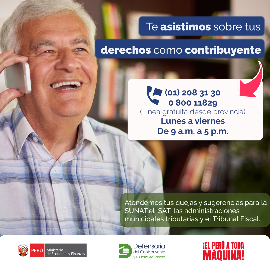 DefContrib's tweet image. Contáctanos a nuestros números telefónicos:
📲(01) 208 31 30
☎️0800 118 29.
De lunes a viernes, entre las⏰ 9 a.m. a 5 p.m.
También nos puedes escribir a nuestro correo electrónico:
📧defensacontribuyente@mef.gob.pe