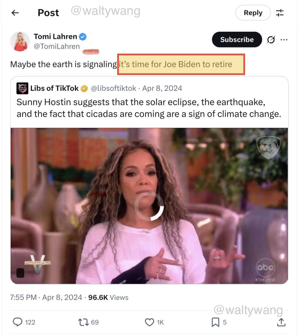 waltywang's tweet photo. @Acyn Does @TomiLahren expect all retired people to not take vacations, or just the ones retired in a Trump economy?

2024 Tomi Lahren: “it’s time for Joe Biden to retire.”

2025 Tomi Lahren: Time to make a spectacle about Joe Biden being retired and “on vacation.” https://t.co/0rlTx9yNMT
