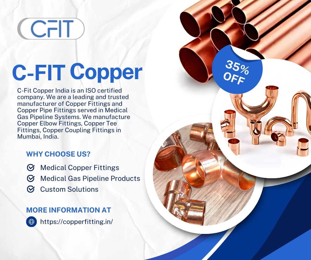 c_fit_copper's tweet image. Engineered for accuracy and durability, C-Fit Copper Fittings support smooth flow, secure joints, and dependable performance across gas, cooling, and water networks. Their corrosion-resistant build and perfect dimensional.

copperfitting.in/copper-fitting…

#CopperFitting #CFitCopper #Gas