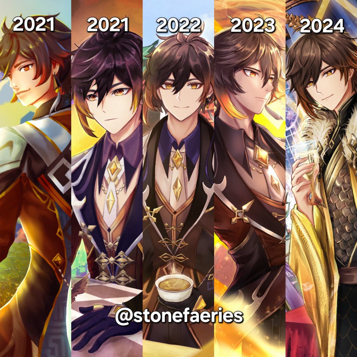 HBD Zhongli 💛 

Wasn't able to draw him this year 🥹