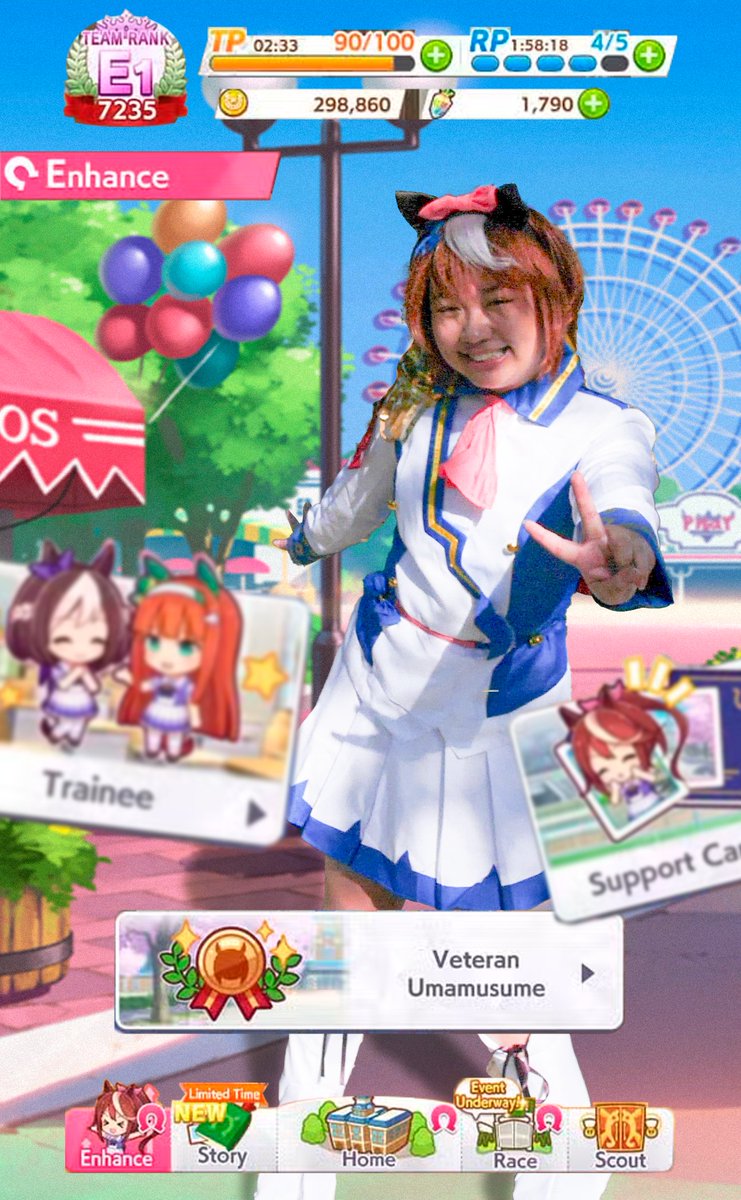 Racing gets so tiring, so I quit Tracen Academy and head to the Ferris wheel for some churros instead. Thanks, guys 🩷 -4