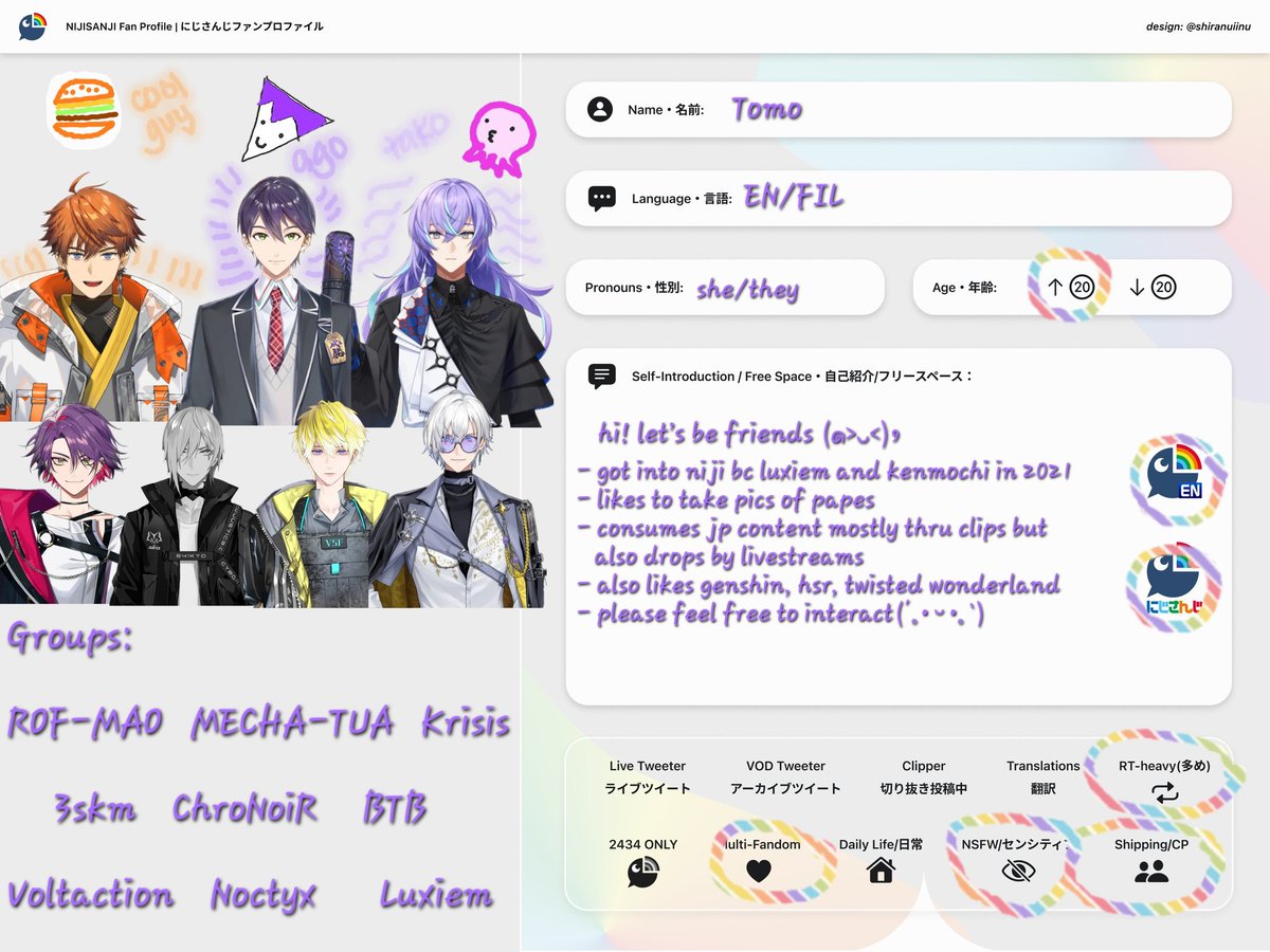 kitatomominn's tweet image. hii~ finally finished my intro
let’s be friends and yap about our oshis together 🫶 よろしく〜 ✨️

#nijiintro  #nijitwt